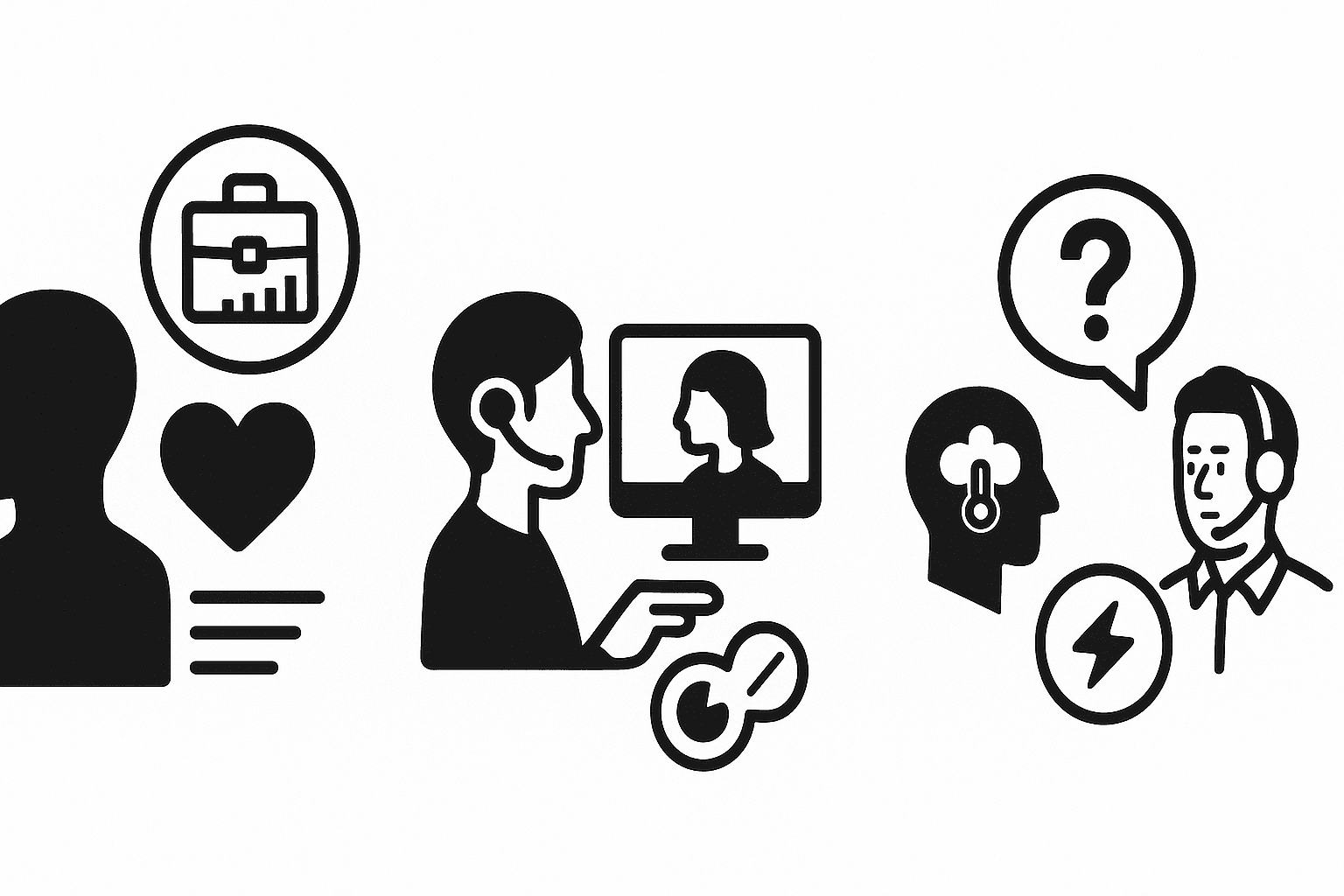 Three feature icons layout